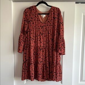 Brown Bell Sleeve V-Neck Tunic